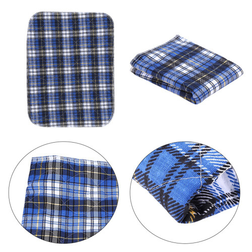 Adult Reusable Insert Liners Washable 3 Layer Thick Cloth Nappy Blue Check 2
