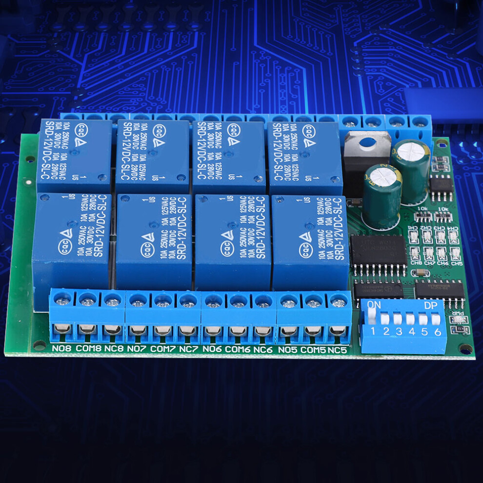 Dc 12V 8-Channel Rs485 Relay Module, 10A, 90X63x18mm, Programmable 8161330024363