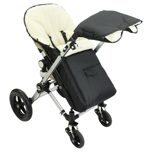 Natural Sheep Wool Footmuff Cosytoe fits Bugaboo Pushchairs Prams (Black) 2