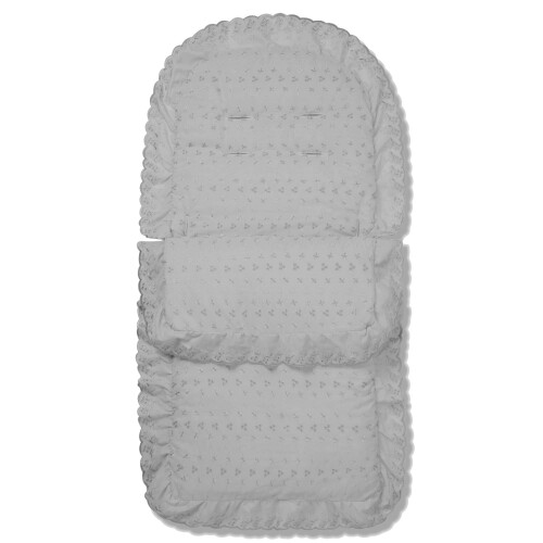Broderie Anglaise Frilly Universal Fitting Footmuff for Pushchairs Strollers Prams Buggys - Grey