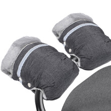 Pram Stroller Hand Muffs, MIVITOOM Waterproof Hand Gloves Winter Windproof Thickening Anti-Freeze Pram Hand Muff for Parents, Grey
