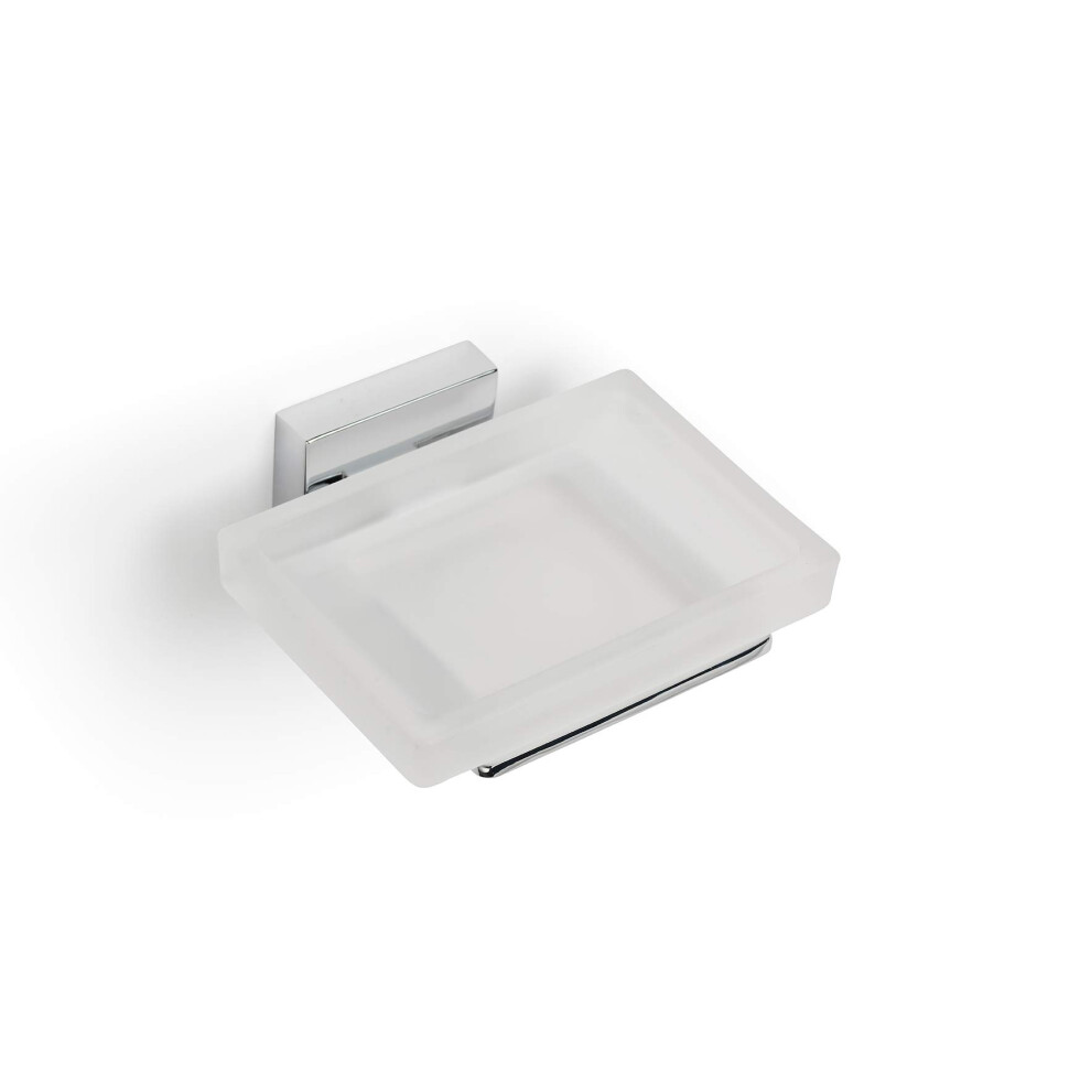 Croydex QM511941 Flexi-Fix Easy to Fit Cheadle Chrome Plated Square Design Soap Dish and Holder-image-OPC-PJ6SFM7-NEW