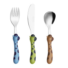 Exzact Children Cutlery Stainless Steel 3pcs/ Toddler Kids Flatware - 1 x Fork, 1 x Knife, 1 x Spoon - BPA Free, Dishwasher Safe, 24 Month+ (Giraffe x