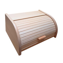 Wooden Bread Bin with Roll Top or Drop Down Door Box for Storage Loaf Kitchen 24 types (Small, Natural Wood)