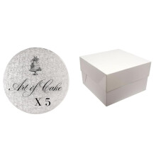 Art of Cake -Pack of 5, 6 inch Round 12mm thick cake board (drum board) and box -Pack of 5 silver, 6 inch round cake board and box