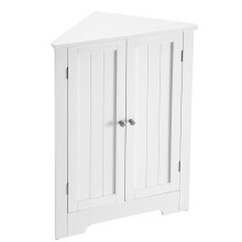 VASAGLE Corner Storage Cabinet with Doors and Adjustable Shelf, for Bathroom, Kitchen, Living Room, Modern Farmhouse Design, Engineered Wood, Cloud