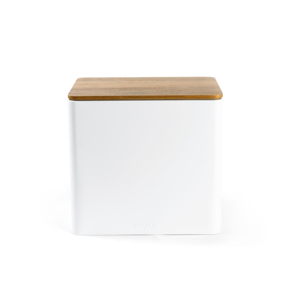 New Salter Toronto Bread Bin ? Acacia Wooden Lid, Powder Coated Finish, Easy Clean, Store Bread, Bagels, Pastries, Large Bread Bin Storage Bw12899weu7