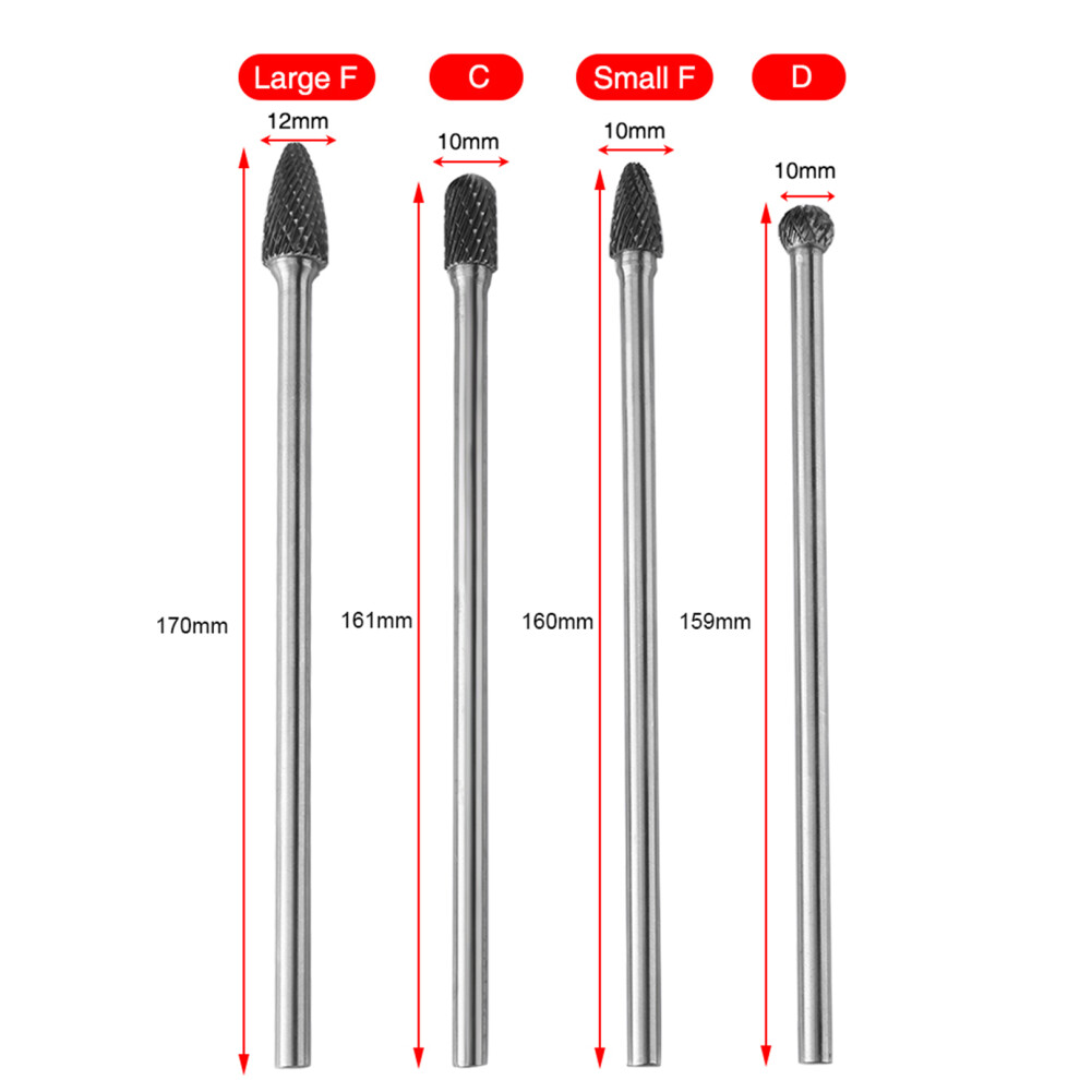 4Pcs Cemented Carbide Rotary Burr Set 6Mm Shank For Metalworking 9391330033082