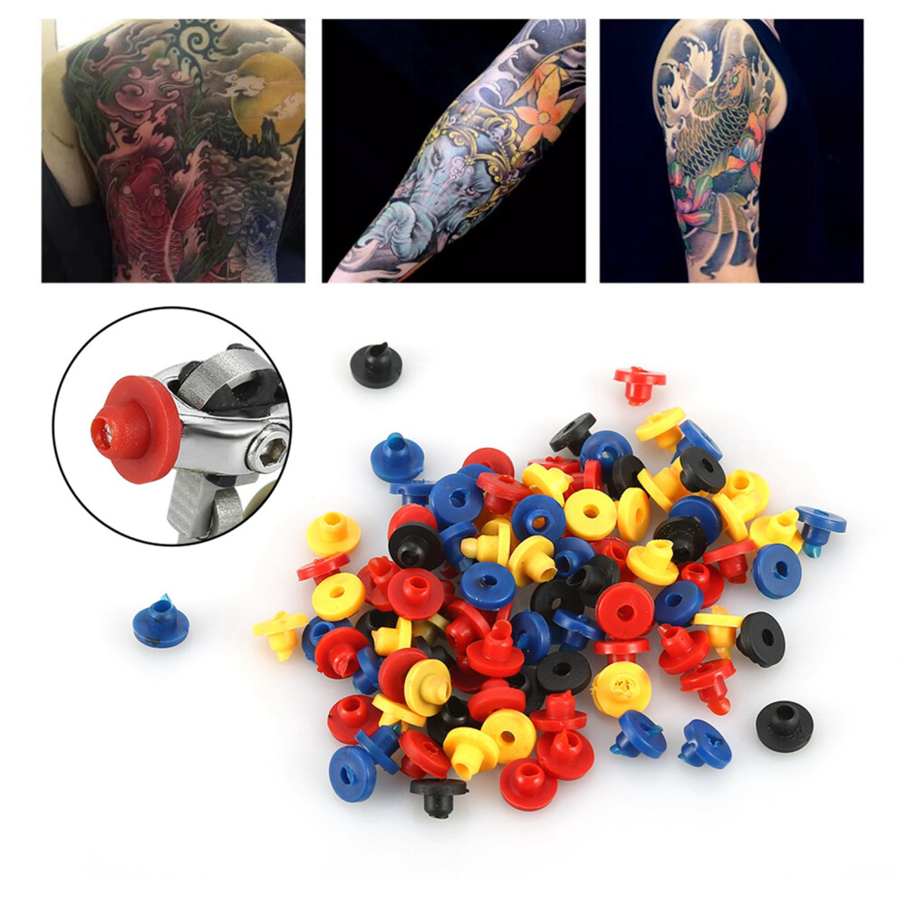 100pcs Multi-Color Rubber Grommet Nipples for Tattoo Needles Supplies Kit