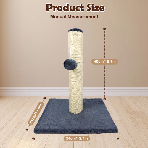Kitten Small Scratcher Post, 40cm Cat Scratch Pole with Ball for Indoor Cats, Fun Interactive Toy with Stable Base 2