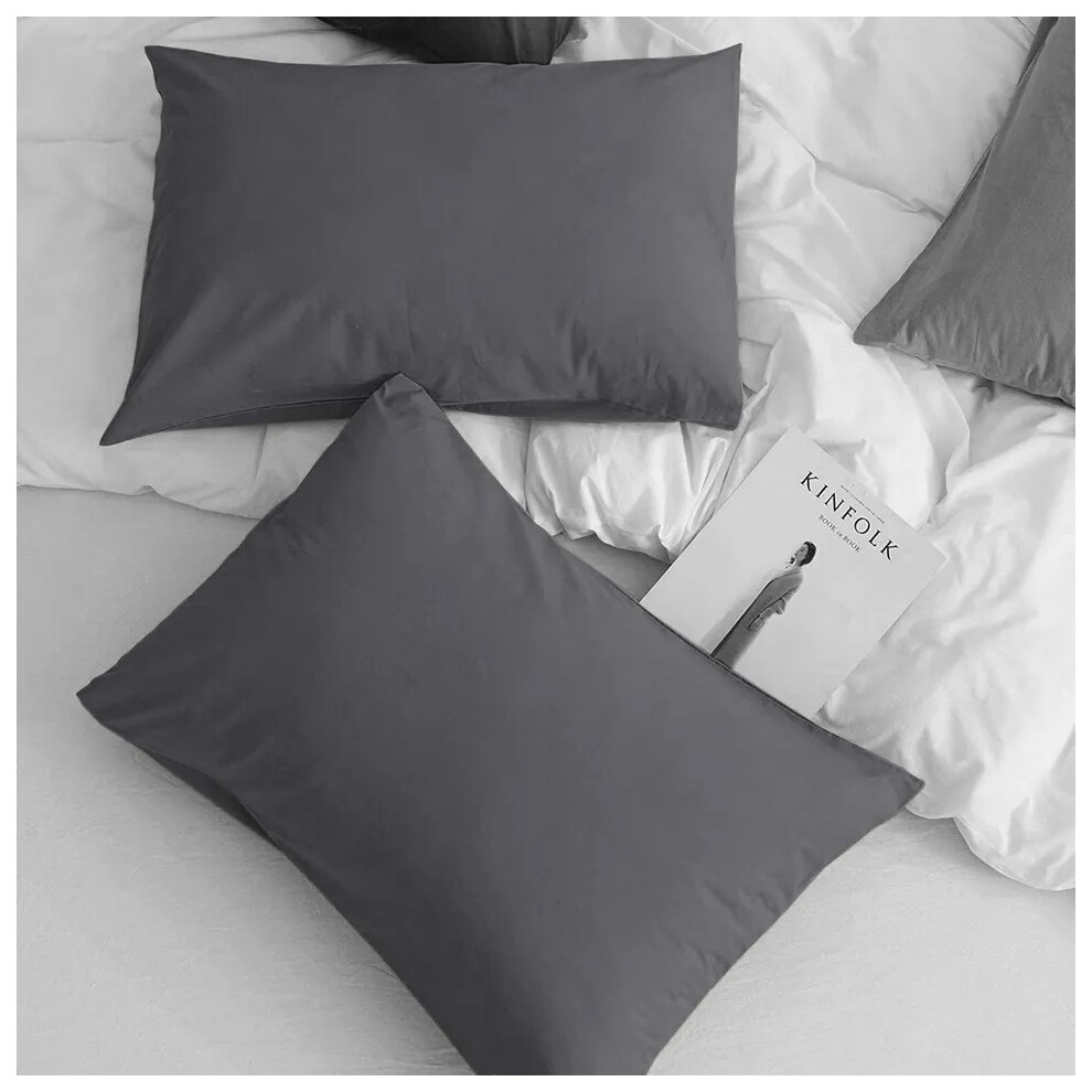 (Pillowcases Pair: 50X75 cm, Chracoal) Pack of 2 Fitted Sheets 25CM Extra Deep Hotel Quality Fitted Bed Sheets-image-OPC-PJ6S9DH-NEW