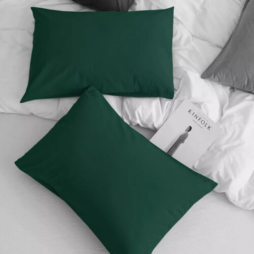 (Pillowcases Pair: 50X75 cm, Emerald) Pack of 2 Fitted Sheets 25CM Extra Deep Hotel Quality Fitted Bed Sheets