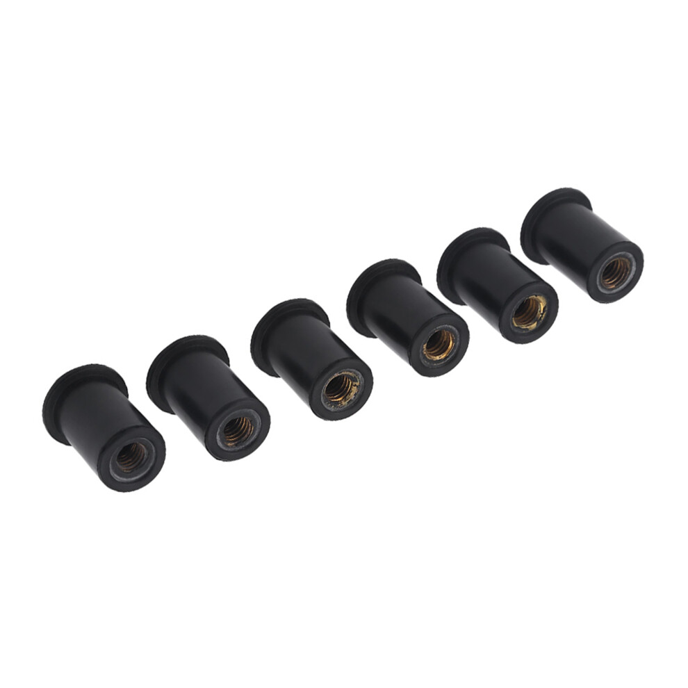 6Pc M6 Rubber Well Nuts & Windshield Bolts For Motorcycle & Marine Use 7621330033969
