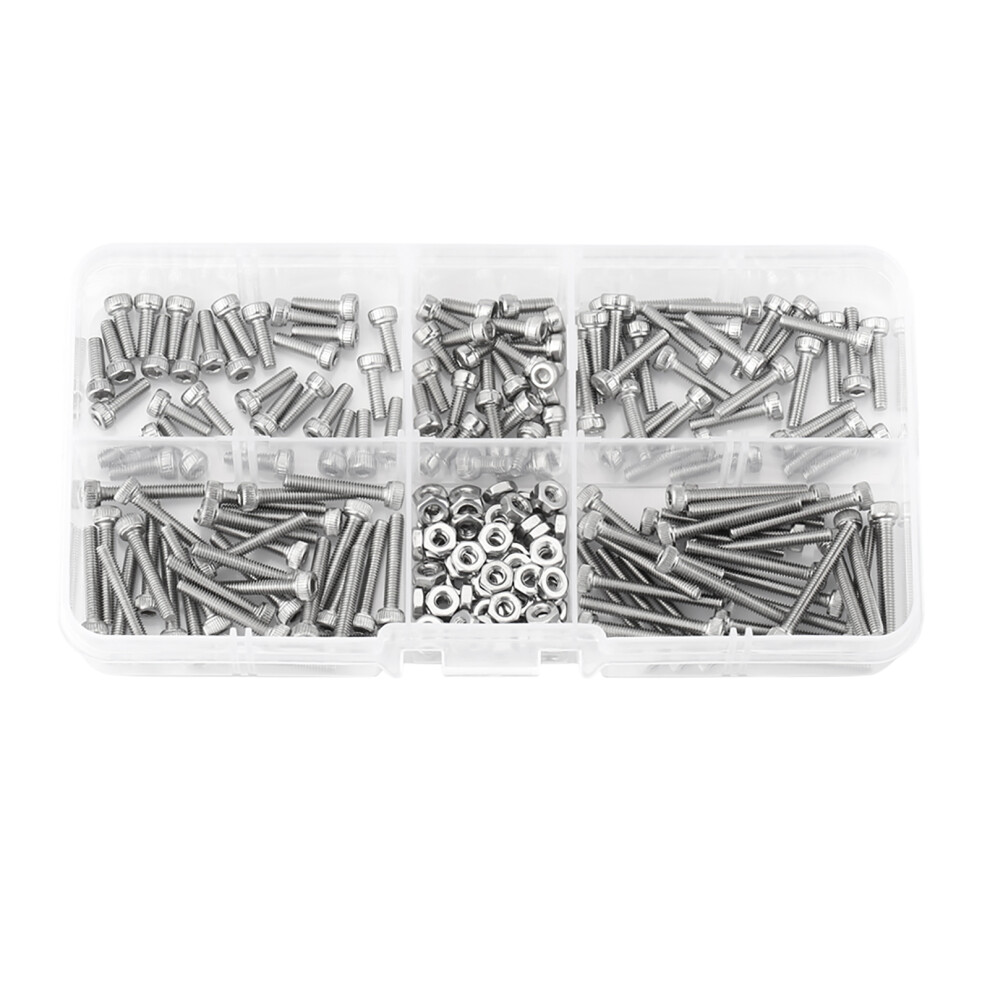 210Pcs M2.5 Stainless Steel Hex Socket Cap Head Screws & Nuts Set 5081330034038