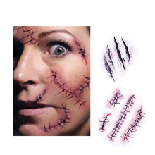 10PCS Halloween Tattoos,Zombie Scars Tattoos Stickers with Fake Scab