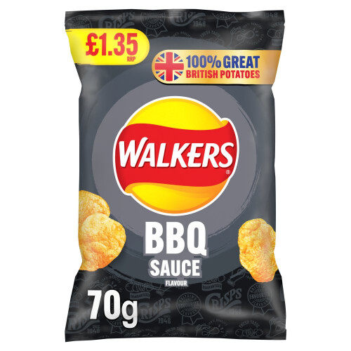 Walkers Walkers BBQ Sauce Sharing Bag Crisps 70g (Pack of 18) 1