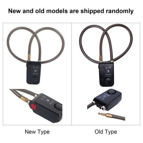 Bluetooth Smart Lock with 105dB Alarm, 80cm Copper Cable, Black