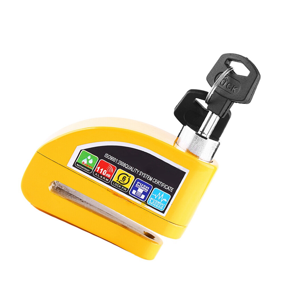 Durable Security Lock For Motorcycle Scooter With Alarm Feature Yellow 4671330036692