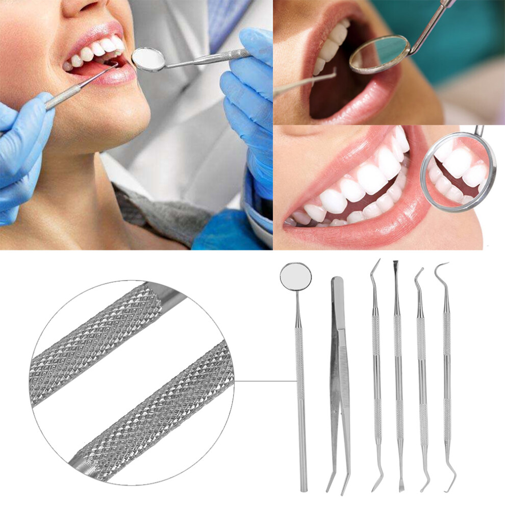 Complete 6pcs Stainless Steel Dental Tools for Oral Care & Cleaning
