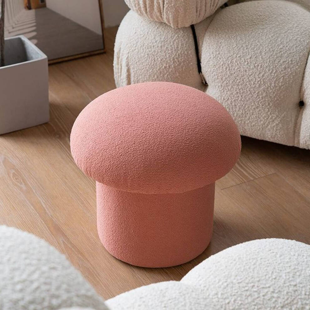 Home Shoe Changing Stool, Small Stool for Sitting, Creative Low Mushroom Stool, Solid Wood, Soft Footstool Pink-image-OPC-PJ6VRRH-NEW