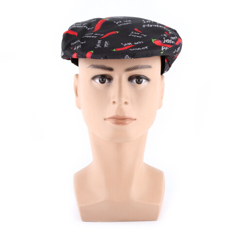 Men Women Chef Beret Hat - Breathable Cotton Polyester, Hot Pepper 2