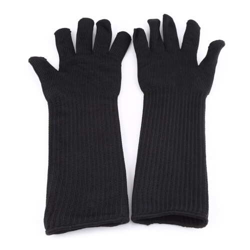Edelstahl schneidfreie Handschuhe mit langem Bündchen, Level 5, Schwarz 1