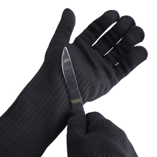 Edelstahl schneidfreie Handschuhe mit langem Bündchen, Level 5, Schwarz 2