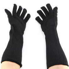 Edelstahl schneidfreie Handschuhe mit langem Bündchen, Level 5, Schwarz