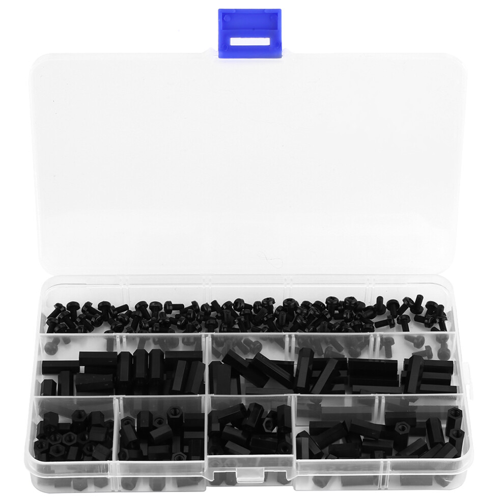 250Pcs Nylon M3 Female Standoff Spacer Kit, Insulated, Black 9361330041837