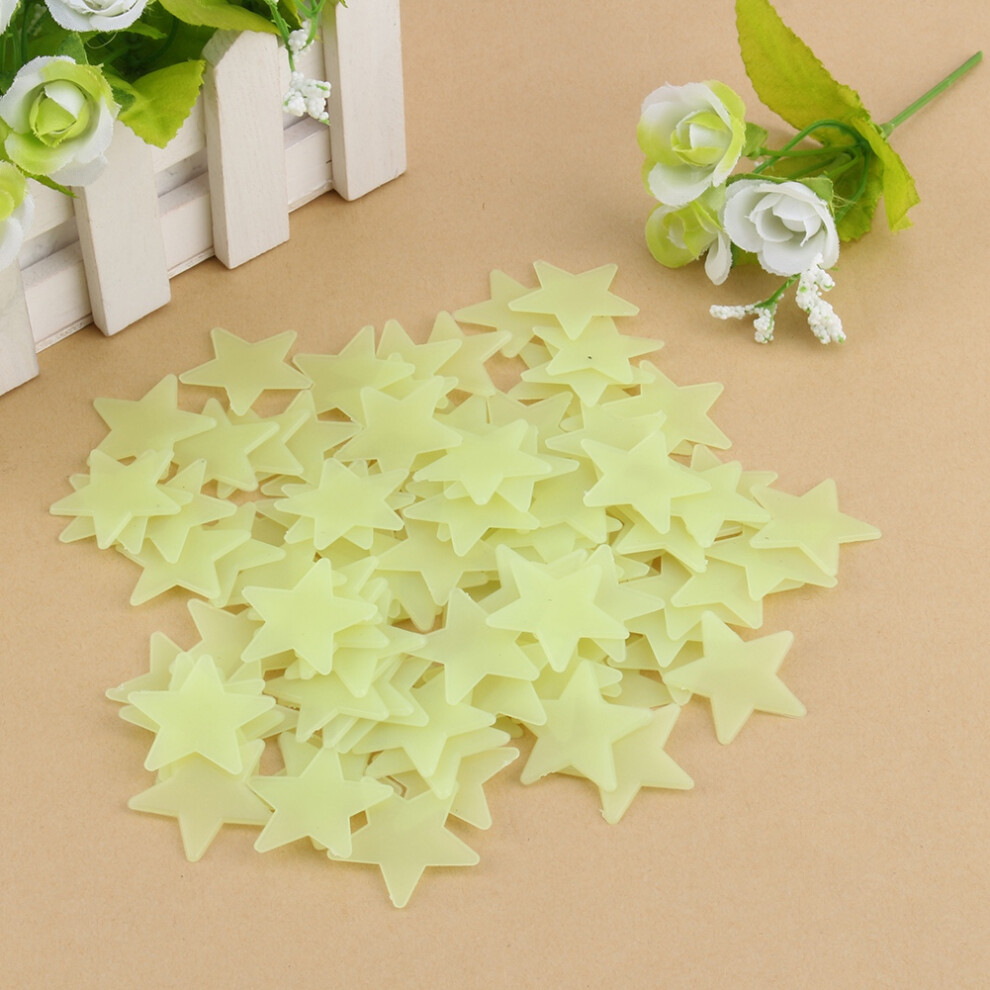 100Pcs Glow In Star Wall Decals For Nursery Bedroom Dark/Green