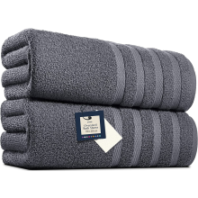 2 X Big Super Jumbo Bath Sheets -100 x 200 cm- Egyptian Cotton Soft XXL Bath Towels (Charcoal Grey)