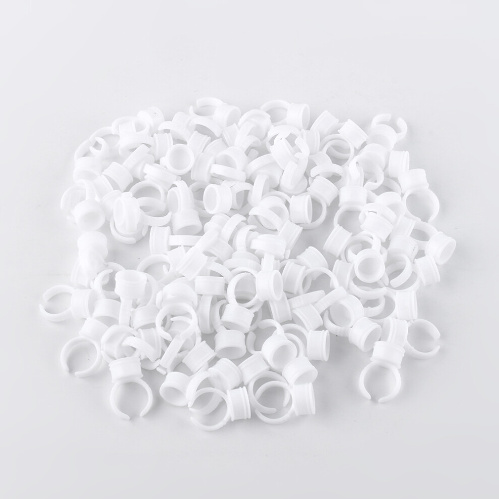 White Eyelash Extension Accessories 100Pcs Disposable Glue Ring Pallet Holder