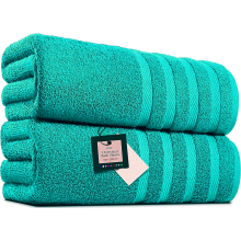2 X Big Super Jumbo Bath Sheets -100 x 200 cm- Egyptian Cotton Soft XXL Bath Towels (Teal)