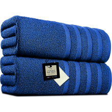 2 X Big Super Jumbo Bath Sheets -100 x 200 cm- Egyptian Cotton Soft XXL Bath Towels (Blue)