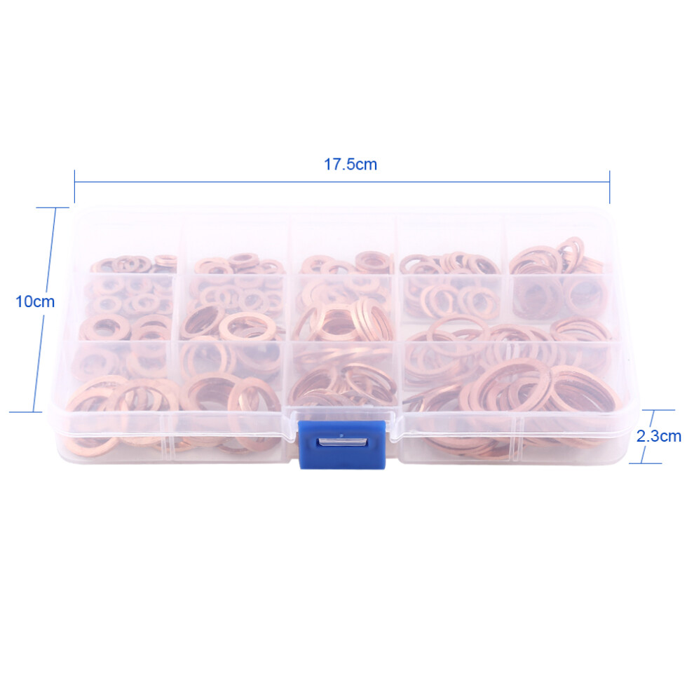 280Pcs 12 Sizes Copper Flat Washers Set With Box For Screws & Bolts 8361330056498