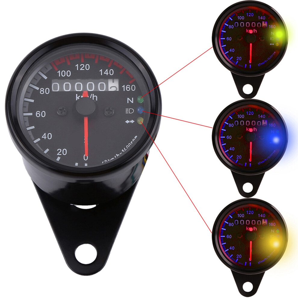 Motorcycle Led Odometer Speedometer Gauge 160 Km/H 6.5Cm Black 4901330058661