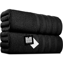 2 X Big Super Jumbo Bath Sheets -100 x 200 cm- Egyptian Cotton Soft XXL Bath Towels (Black)