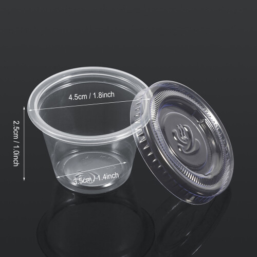 50 Stück transparente Soßenschälchen-Set 1oz-4oz mit Deckeln, lebensmittelechter PP 1