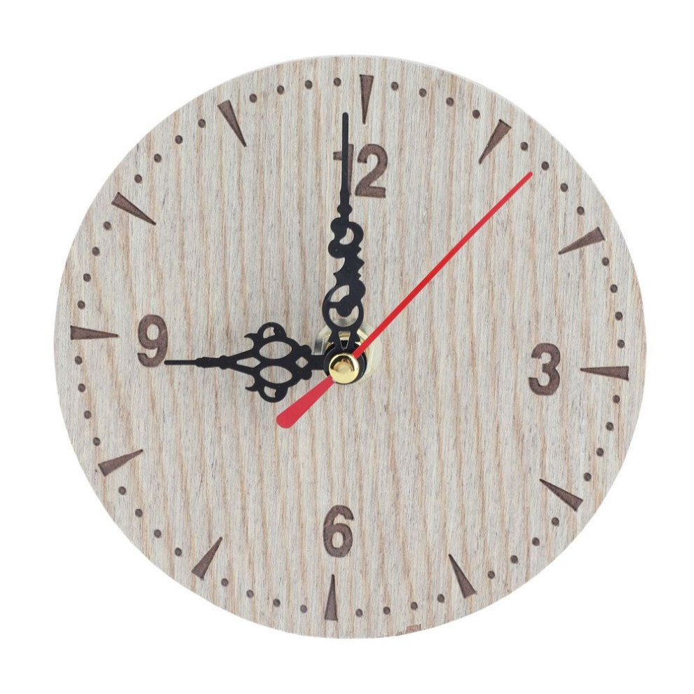 Vintage Round Wood Table Desk Wall Analog Clock For Living Room Bedroom Office (12cm)