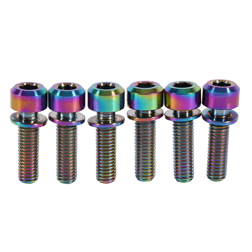 Cycling Titanium Stem Screws M5 X 18Mm In Rainbow - 6 Pack With Washers 5081330062581