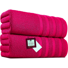 2 X Big Super Jumbo Bath Sheets -100 x 200 cm- Egyptian Cotton Soft XXL Bath Towels (Pink)