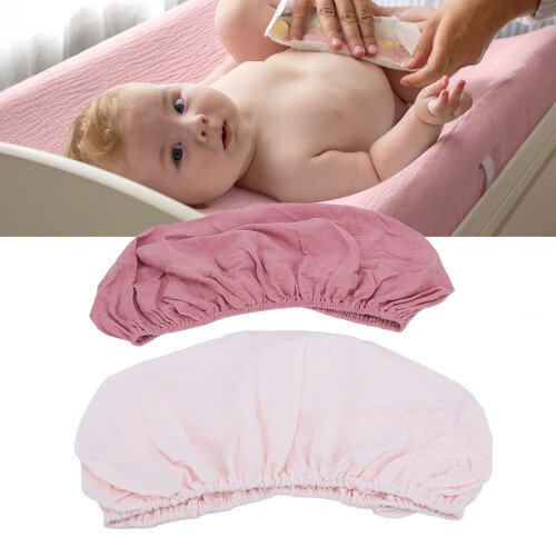 Soft Light Pink Cotton Changing Pad Cover for 82x41cm Tables