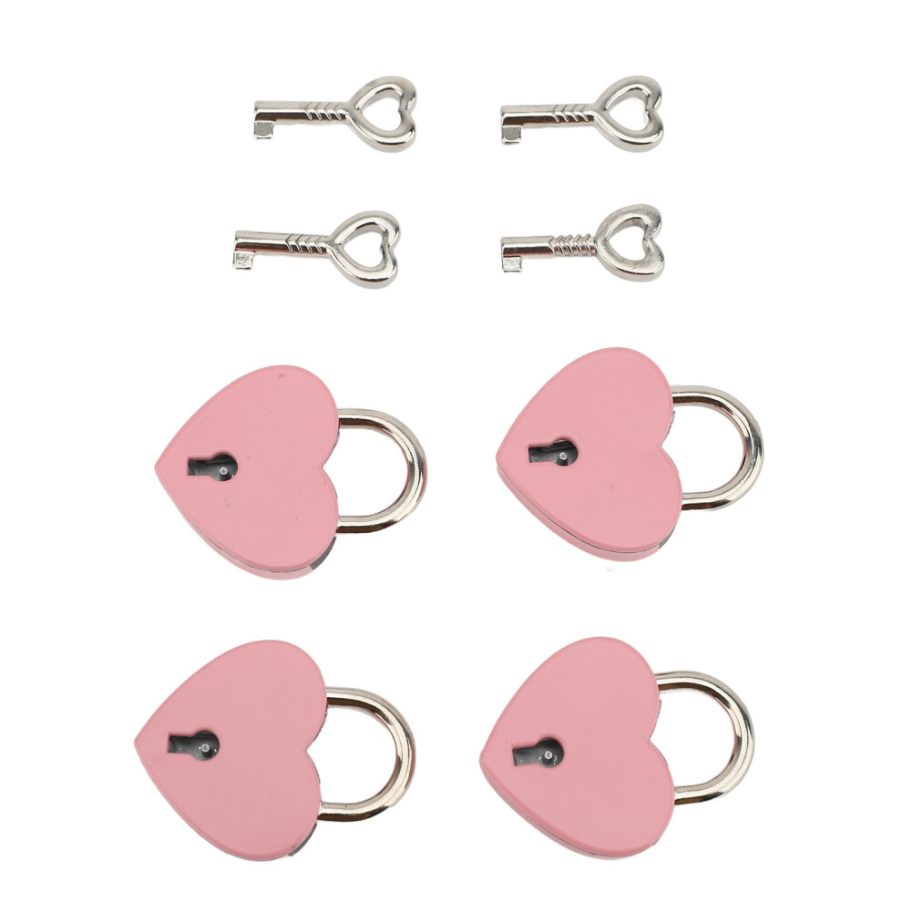 4 Set Heart Padlocks Zinc Alloy 38X30mm Love Lock With Key For Jewelry Wallets 8451330070867