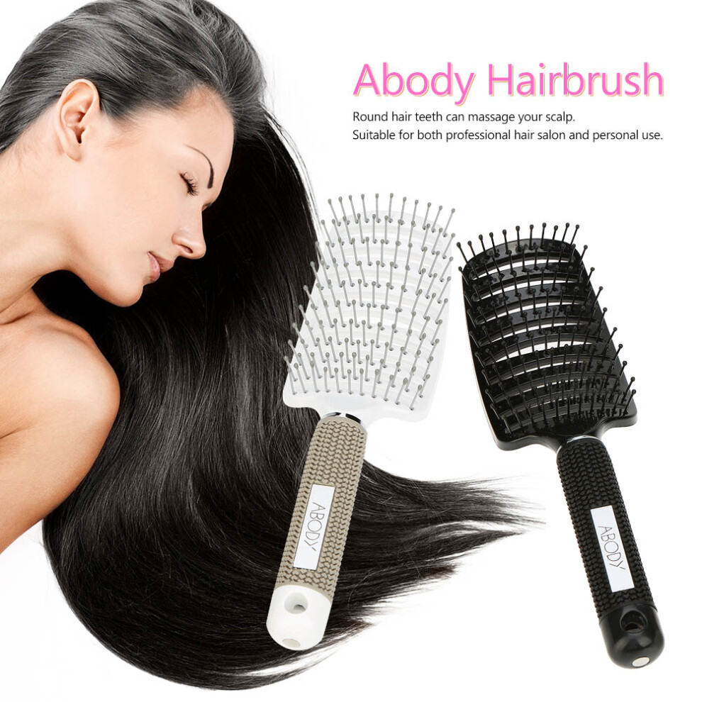 Women's White Abody Paddle Hairbrush Nylon Detangle Comb Massage & Quick-Dry