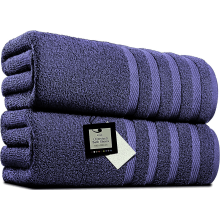 2 X Big Super Jumbo Bath Sheets -100 x 200 cm- Egyptian Cotton Soft XXL Bath Towels (Navy)