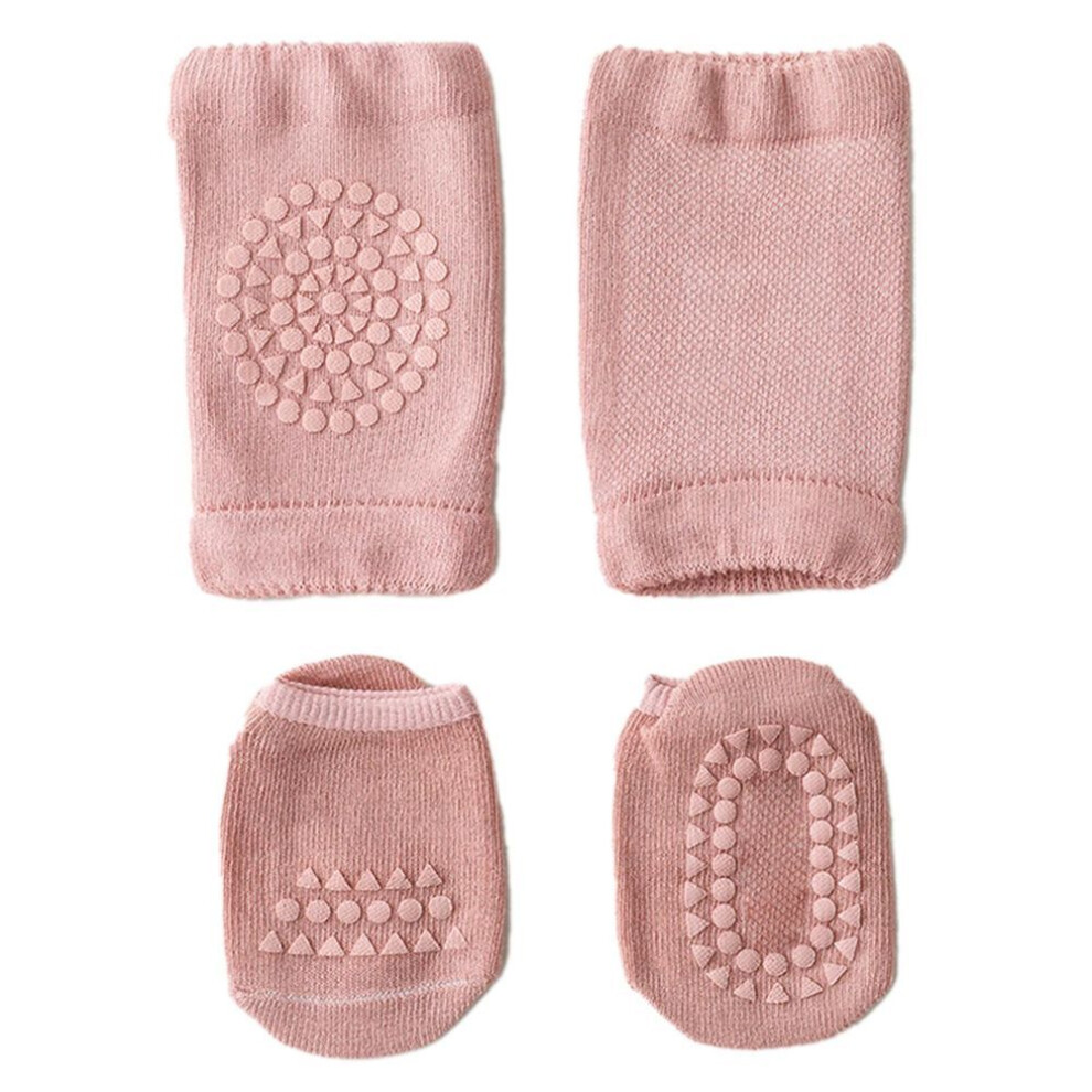 (pink, M 1 to 3 Years Old) Baby Knee Pad Socks Set Anti Slip Crawling Walking Protection Safe Skin Friendly Toddler Knee Pads