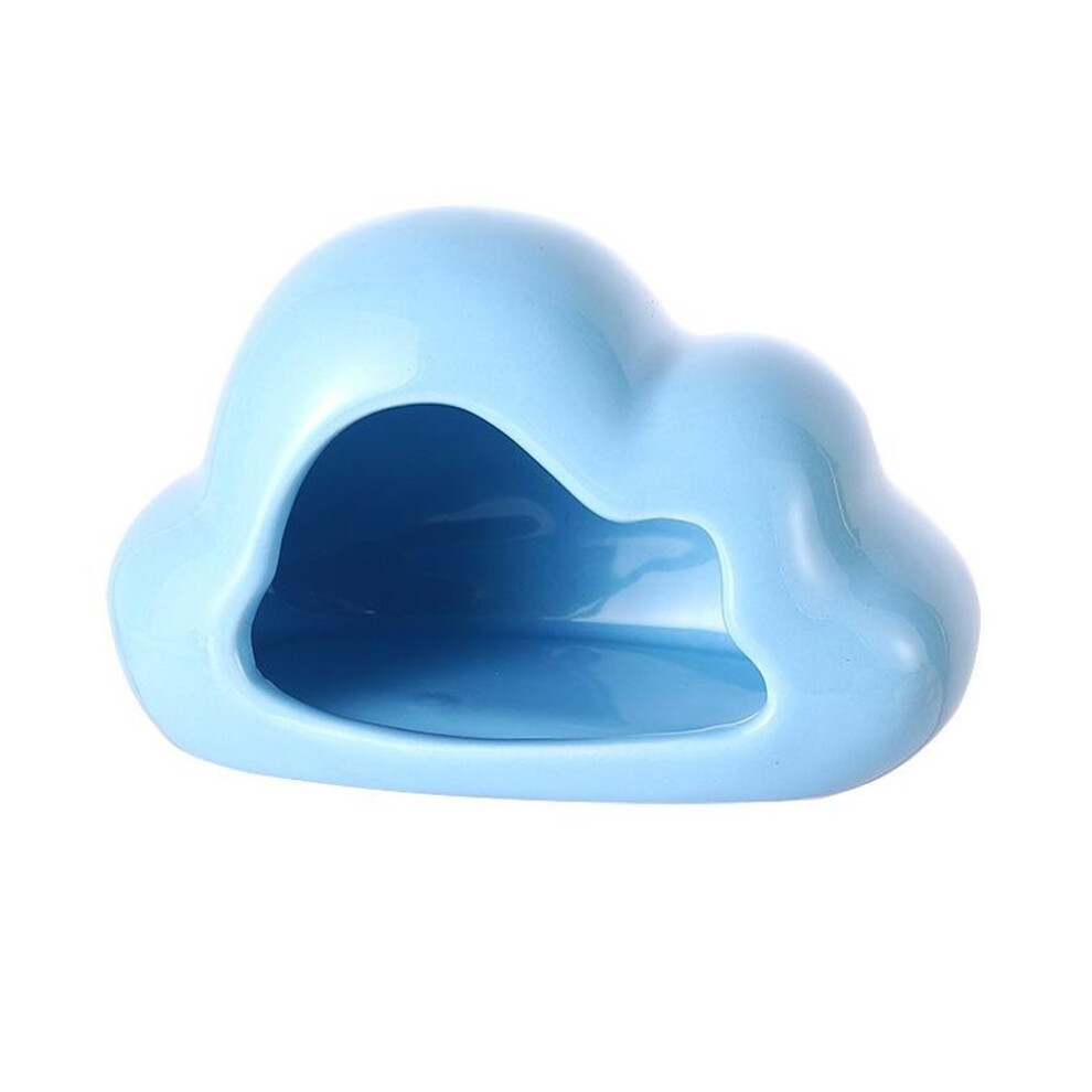 (blue) Ceramic Pet Nest Summer Cool Ceramic Nest Hamster Cooling Summer Shelter Creative Cloud Hamster Ice House