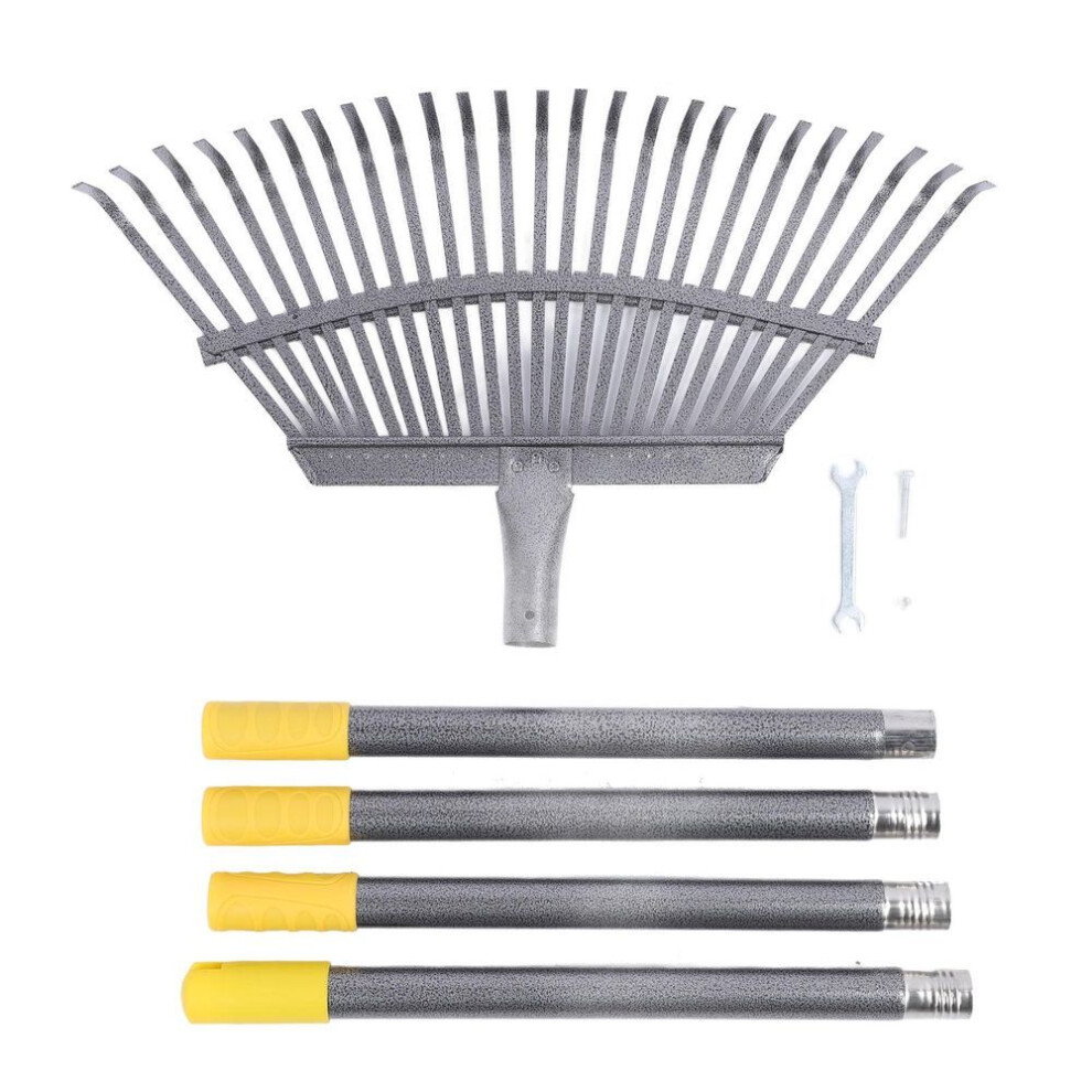 Garden Rake Wide Leaf Rake For Shrub With 25 Tines Yard Thatching Rake With Adjustable Handle For