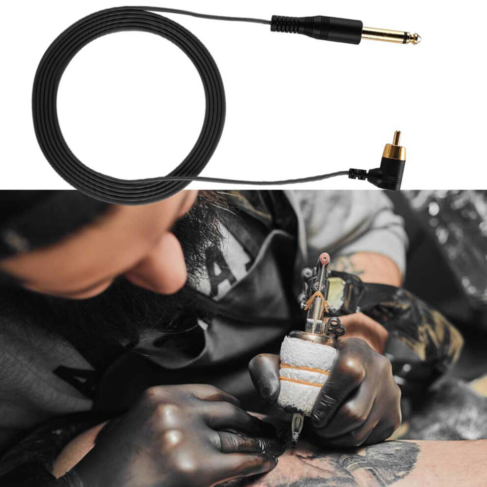 Right Angle Tattoo Clip Cord RCA Cable for Tattoo Machine Power Supply (Black)