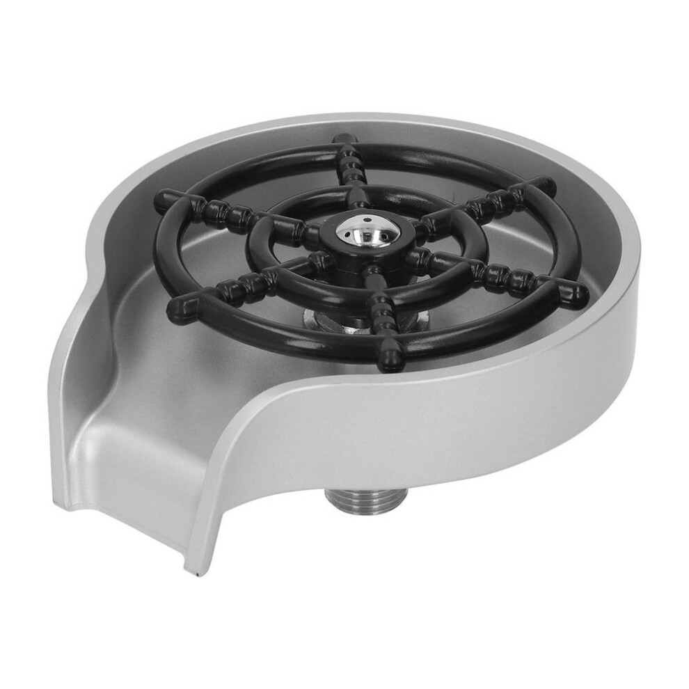 (silver) High Pressure Automatic Glass Rinser Bar Sink Cup Washer Kitchen Bottle Cleaner With Abs Base